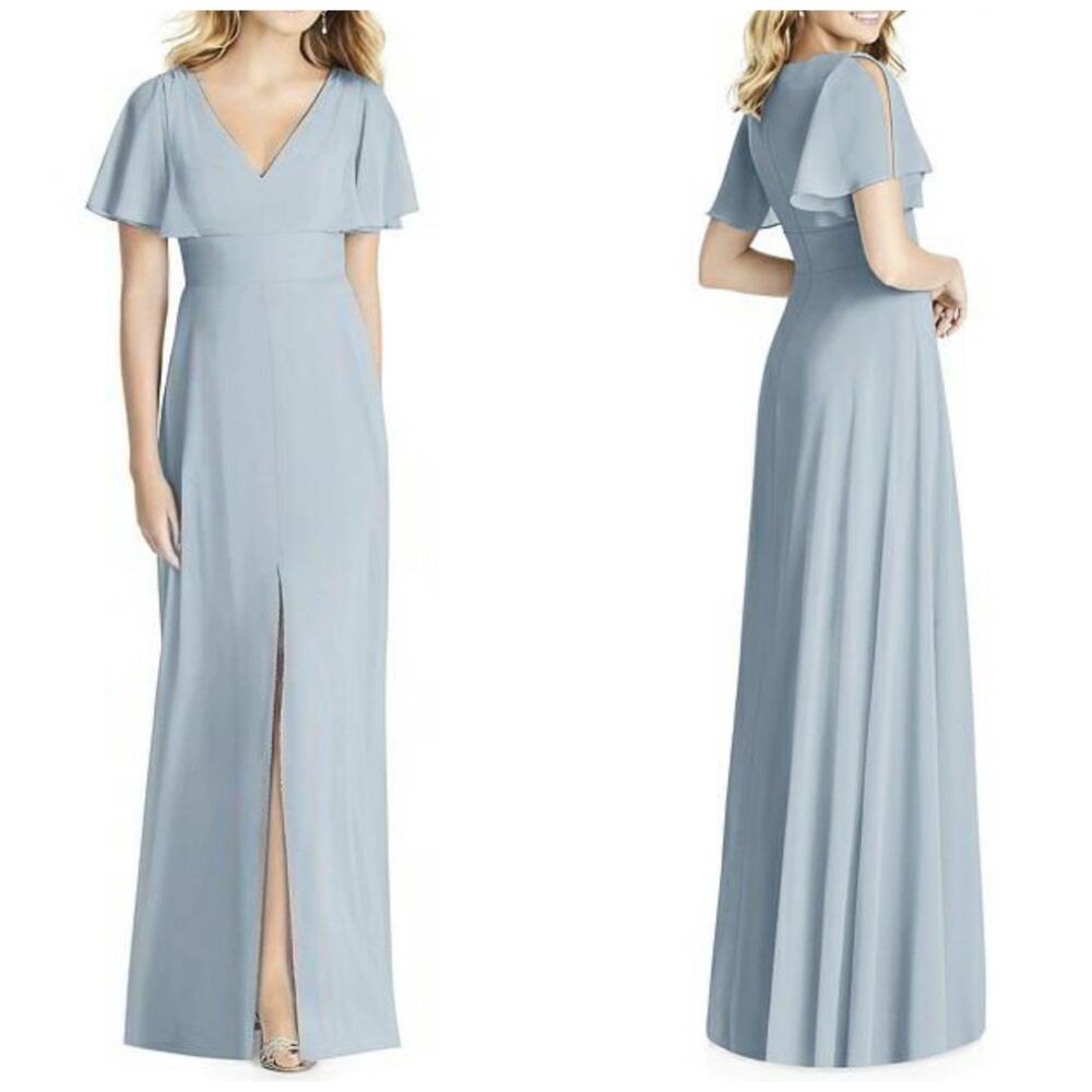 Social Bridemade v neck maxi dress front slit Sz 6